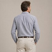 voordelige oxford-overhemden voor heren-Herenoverhemd 100% katoen oxford button-down grijs