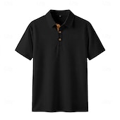 abordables Polo clásico para hombre-Hombre Polo de seda helada seersucker Con Texturas Casual Trabajo Diseño Manga Corta Básico Moderno Plano Jacquard Botones Primavera verano Azul Piscina Negro Blanco Azul cielo Gris Polo de seda
