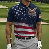  Bărbați Drapelul SUA american Golf Tricouri polo Manșon scurt Tricouri de polo Rever Casual Îmbrăcăminte Atletică Purtare Zilnică Imprimare 3D Nasturi Primavara vara Albastru 1 Albastru 3# Albastru 2#