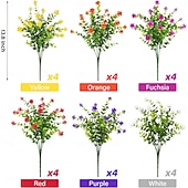  24 Bundles Artificial Flowers for Outdoors Decoration Fake Flowers UV Resistant Faux Plastic Greenery Eucalyptus Plants for Spring Summer Garden Patio Indoor Outdoor Home Decor, Multicolor
