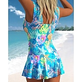 halpa One Pieces Rash Guards-Naisten Uimapuku Uimamekot valtameri Painettu V-aukko Punnerrus UV suoja Kevyt Mukava Hihaton Uima-asut Uimapuku Lainelautailu Hiekkaranta Uinti Kesä