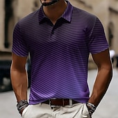  Herren Geometrisch Poloshirts Kurzarm Polo-Shirts Hemden mit Kragen Lässig Athleisure 3D-Druck Knöpfe Atmungsaktives Gewebe Sommer Frühling Blau Purpur Grau