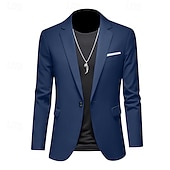 ieftine Sacouri clasice pentru bărbați-Bărbați Jachetă blazer Casual Zilnic În aer liber Elegant Modă Primăvară Toate Sezoanele POLY Culoare solidă minimalist Casul / Zilnic Un singur rând, un nasture Blazer Roz Deschis Kaki Deschis Negru