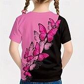 economico Animali 3D della Ragazza-Ragazze 3D Grafico Farfalla Maglietta Manica Corta Stampa 3D Estate Primavera Sport Moda Streetwear Bambini 5-12 anni Girocollo Casuale Quotidiano All'aperto Vestibilità regolare