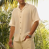 abordables Camisas informales elegantes para hombre-Hombre Camisa Camisa casual Abotonar la camisa Camisa Jacquard Negro Blanco Verde Trébol Albaricoque Manga Corta Plano Cuello Camisero Casual Diario Botones Ropa Elegante Moda Casual