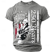 abordables T-shirts Patriotiques 250-4 juillet 2026, 250e anniversaire Homme Couleur Unie Drapeau Américain T-shirt Manche Courte T-shirt Impression 3D Col ras du cou Chemise Vintage Rétro Patriotique Quotidien Festival Bleu Noir Rouge