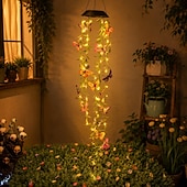 economico Striscie luci ad energia solare-Luci solari da giardino sospese, luci a LED realistiche a forma di fiori e rampicanti, impermeabili IP65, ideali per decorare giardini, patii e recinzioni, con accensione automatica ogni 8-12 ore.