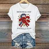 abordables Día de la Independencia Top-día de la independencia americana Mujer Camiseta Estampado Floral Graphic Bandera Vintage Moda Elegante Manga Corta Cuello Barco Escote Redondo Tops regulares Casual Diario Fin de semana Negro y