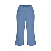 economico gamba larga e vita alta-Per donna Pantaloni capri Pantaloni da yoga Gamba larga Moda Streetwear Casual Lunghezza al polpaccio Misura del girovita medio Semplice Tasca Comodo Comodità Morbido Elasticizzato All'aperto Vacanza