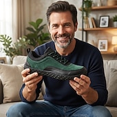 voordelige Casual Veterschoenen-Groene herenwandelschoenen, veterschoenen voor buiten, stevige wandelschoenen met antislipzool voor reizen, kamperen en dagelijks gebruik.