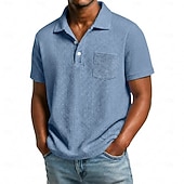 cheap Men's Classic Polo-Men's Golf Shirt Waffle Knit Polo Shirt Casual Business Classic Short Sleeve Fashion Modern Solid Color Plain Buttons Summer Spring All Seasons Regular Fit White Light Green Burgundy Navy Blue Dark