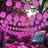 cheap Solar Outdoor Lights-Solar Powered Garden Fairy String Lights Iron Moroccan Ball Fairy Lights 12m 100LEDs for Home Yard Balcony Porch Trees Outdoor Party Decoration