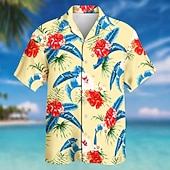 cheap Tropical Plants-Men's Floral Coconut Palm Tropical Plants Summer Hawaiian Shirt Tropical Shirts Aloha Shirt Short Sleeve Hawaiian Daily Beach Vacation Wear Summer Spring Turndown 3D Print Button Up Shirts Blue