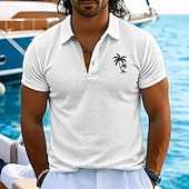  Homme Polo Polo en seersucker Ice Silk Occasionnel Travail Revers Manche Courte Basique Moderne Uni Texturé Jacquard Boutons Été Bleu Noir Blanche Gris Polo