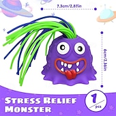 baratos Brinquedos Coloridos-Conjunto de 2 monstros gritando com som, brinquedos sensoriais divertidos para puxar o cabelo, ideais para crianças e adultos, jogo interativo em família, monstro roxo para aliviar o estresse,