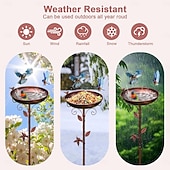 cheap Outdoor Decoration-Metal Bird Bath for Outside with 2 Bird Decor, Hummingbird on Pole &amp; Sparrow on Bowl, 98cm 38.5 Inch Height Garden Birdbath, 30cm 12 Inch Antique Bronze Freestanding Birdfeeder Bath for Yard Patio