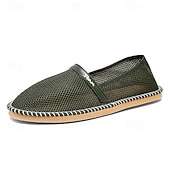 voordelige Slip-On Casual Schoenen-Khaki gebreide instappers voor heren, lichtgewicht, ademend en comfortabel om in te wandelen, casual lage schoenen voor dagelijks gebruik, reizen, autorijden en een ontspannen weekendstijl.