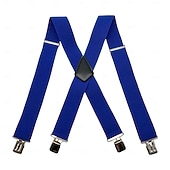  Herrhängslen med 4 klämmor, X-formade hängslen, elastiska justerbara hängslen för byxor (5 cm breda), slitstarka metallklämmor för vardagligt, formellt och utomhusbruk.