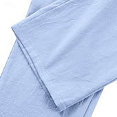 economico Vacanza-Per uomo Pantaloni di Lino Pantaloni Pantaloni casual Pantaloni Estivi Pieghettato Bottoni Semplice Comodità Traspirante Lunghezza intera Quotidiano Affari Ferie Moda Stile Classico Blu Cachi