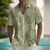 cheap Tropical Plants-Men's Palm Leaf Coconut Palm Tropical Plants Hawaiian Shirt Tropical Shirts Aloha Shirt Short Sleeve Resort Beach Vacation Wear Summer Spring Turndown 3D Print Front One Pocket Button Up Shirts
