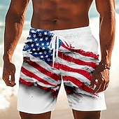  4 de julho de 2026 250º Homens Bandeira americana Calção Justo de Natação Fatos de banho Calções de banho Bermuda de Surf Cintura Média Patriótico Diário Feriado Bolsos laterais Forro de malha