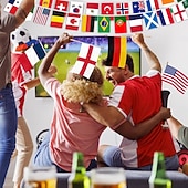  Banderas de madera de 48 países con asa para la decoración de la Copa Mundial de Fútbol, 48 banderines pequeños de tela de doble cara con asa de 30 cm para fiestas de fútbol 2026, decoración de