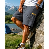 cheap Bottoms-Men's Outdoor Shorts Cargo Shorts Hiking Shorts Combat Shorts Summer Spring Autumn / Fall Outdoor Regular Fit Waterproof Quick Dry Lightweight Breathable Shorts Drawstring Pocket Khaki Black Camping