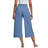 economico gamba larga e vita alta-Per donna Pantaloni capri Pantaloni da yoga Gamba larga Moda Streetwear Casual Lunghezza al polpaccio Misura del girovita medio Semplice Tasca Comodo Comodità Morbido Elasticizzato All'aperto Vacanza