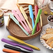 preiswerte Küchenutensilien &amp; Gadgets-6/10 Silikonspatel, Sahneschaber, Macaron-farbener Kuchenspatel, Brotspatel, Marmeladenmesser, Rührspatel, antihaftbeschichtet, Backwerkzeug, lebensmittelechtes, hitzebeständiges Material