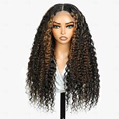 baratos Perucas de seda frontais de cabelo natural-Cabelo humano remy Frente de renda 13x6 Peruca Parte livre Cabelo Brasileiro Encaracolado Preta Ruivo Peruca 180% Densidade do Cabelo Cabelo com Luzes / Reflexos Para Feminino Longo Perucas de Cabelo