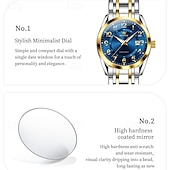economico Orologi al quarzo-Orologio da donna Olevs, cinturino in acciaio inossidabile argentato, quadrante nero, numeri arabi, orologio analogico al quarzo con datario, impermeabile, orologio elegante da donna.