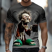 お買い得  3D Tシャツ-男性用 スカル ゾンビ Tシャツ 半袖 Tシャツ 3Dプリント クルーネック シャツ ファッション 誇張された カジュアル 日常 ストリート ブルー ホワイト パープル 夏 春 衣類 S M L XL XXL XXXL