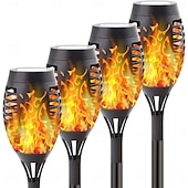 cheap Pathway Lights &amp; Lanterns-2/4pcs Solar Lights Outdoor Solar Torch Lights with Flickering Flame 12 LEDs for Halloween Decorations Waterpoof Landscape Auto On/Off Garden Patio  Home  Decoration Lantern