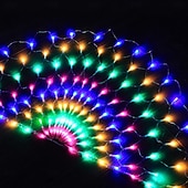  3 luci a stringa a LED a rete con pavoni per la celebrazione del 250° anniversario dell'indipendenza, luci fatate colorate da esterno da 3,5 m per decorazioni da giardino per il 4 luglio e il Memorial Day.