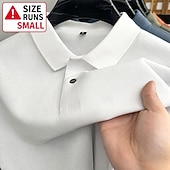 cheap Men's Classic Polo-Men's Polo Polo Shirts Casual Vacation Lapel Short Sleeve Fashion Modern Plain Buttons Plain Summer Spring Regular Fit Lake blue Black White Yellow Pink Red Polo