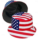 voordelige 250e Verjaardag van de VS-Patriottische Amerikaanse vlag bucket hat, omkeerbare vissershoed voor mannen &amp;Dames opvouwbare zomerzonnehoed met sterren- en strependesign, lichtgewicht outdoor pet voor vissen, wandelen, strand,
