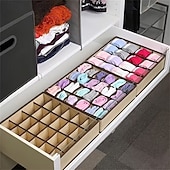 abordables Almacenamiento y organización-Paquete de 2 organizadores de cajones plegables de 24 compartimentos con ganchos: caja portátil para guardar calcetines y ropa interior, ideal para cables y mandos a distancia. Solución de