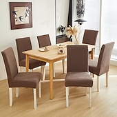 cheap Dining Chair Cover-Polar Fleece Fabric Dining Chair Cover, Stretch Elastic Chair Slipcover for Home Hotel, Washable Removable Soft Seat Protector