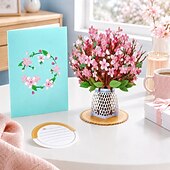 baratos Party Supplies-3D Cherry Blossom Pop Up Card, Large Sakura Flower Bouquet Greeting Card for Her, Women, Mom - Unique Gifts for Mother's Day, Birthday, Anniversary, Get Well, Thank You, Thinking of You