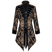 baratos agasalhos-Retro Vintage Medieval Renascentista Casaco Manga Comprida Príncipe Vampiros Pirata Nobre Jacquard Fantasia Homens Pirata Fantasia Real Dia Das Bruxas Carnaval Festa feira renascentista LARP Adulto