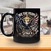  250th Anniversary Christian Mug, Patriotic We The People Eagle Cross Bible Coffee Cup, Faith Freedom Future 1776-2026 Ceramic Mug, America 250 Years Celebration Gift for Veterans, Conservatives, Chris