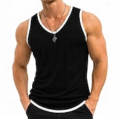  Herren Baumwoll-T-Shirt Ärmelloses Shirt Unterhemd Ärmellos V Ausschnitt Sommer Einfach Mode Basic Böhmische Schlank Weich Lässig Strand Urlaub Weiß Schwarz Blau Top T-Shirt für Herren