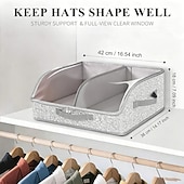 お買い得  収納＆整理-積み重ね可能な帽子オーガナイザー（透明窓付き蓋）、野球帽収納ボックス（ハーフパック、最大30個の帽子を収納可能）、クローゼット用帽子ディスプレイケース、スナップバックキャップやトラッカーキャップ用の折りたたみ式キャップホルダーコンテナ &amp;フィットハット、グレー