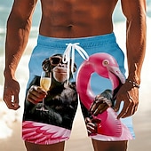  Per uomo Animale Fenicottero Costumi da bagno Costumi da bagno Pantaloncini da bagno Pantaloncini da Surf Misura del girovita medio Hawaiano Quotidiano Vacanza al Mare Tasche Laterali fodera in rete