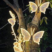 abordables Éclairage paysager-1 lampe solaire papillon de jardin avec ailes mobiles, grande lampe papillon animée à piquer, décoration extérieure étanche à énergie solaire pour pelouse, terrasse, jardin ou allée.