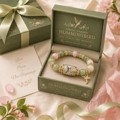voordelige Geschenken-liefde, vrede &amp;Lente zegeningen 2026 limited edition armband met geschenkdoos voor vrouwen, inspirerende bij, blauwe vogel, vlinder armband, sieraden bedeltjes, polsbandje, elastisch stretch