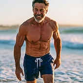 cheap Men's Swim Shorts-Men's Swim Trunks Swim Shorts Board Shorts Drawstring with Mesh lining Plain Solid Colored Quick Dry Above Knee Casual Beach Holiday Hawaiian Casual / Sporty Blue Khaki Stretchy