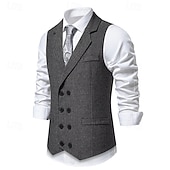preiswerte Herren Kostüme der 1920er Jahre-Goldene Zwanziger 1920er Retro Vintage Weste Der große Gatsby Doppelreihiger Verschluss Fischgrät-Tweed Gekerbtes Revers Kostüm Herren Wiederbelebung Hochzeitsfeier Alltagstauglich Erwachsene Weste