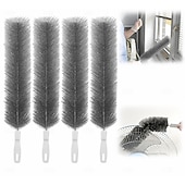 cheap Cleaning Supplies-4 Pcs Bendable Microfiber Head, Reusable Dust Remover, Fan Cleaning Brush, Washable Microfiber Duster for Electric Fans, Air Conditioning, Car Vents, Blinds, Curtains