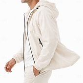 abordables Vestes Décontractées-Hommes Veste Légère Occasionnel Protection solaire Protection UV À capuche Printemps &amp; Été Printemps Sports &amp; Plein air Décontracté Quotidien À capuche Régulier Vert Sauge Beige Veste
